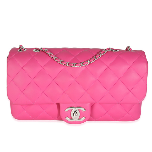 Chanel Pink Rubber Quilted Lambskin Medium Coco Rain Flap Bag - Picture 1 of 7